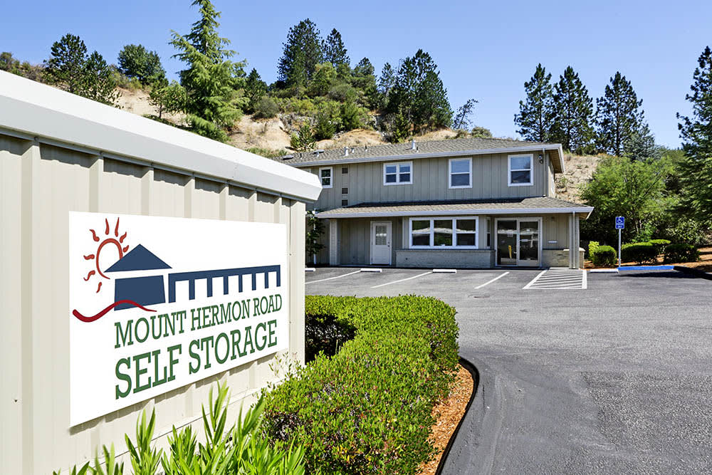 Sign at Mount Hermon Road Self Storage in Scotts Valley, California