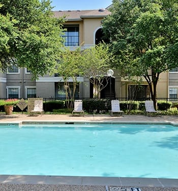 The beautiful swimming pool area is just one of the reasons our residents love Saxony at Chase Oaks.