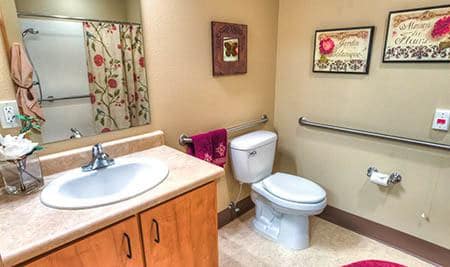 Spacious bathroom at The Quarry Senior Living