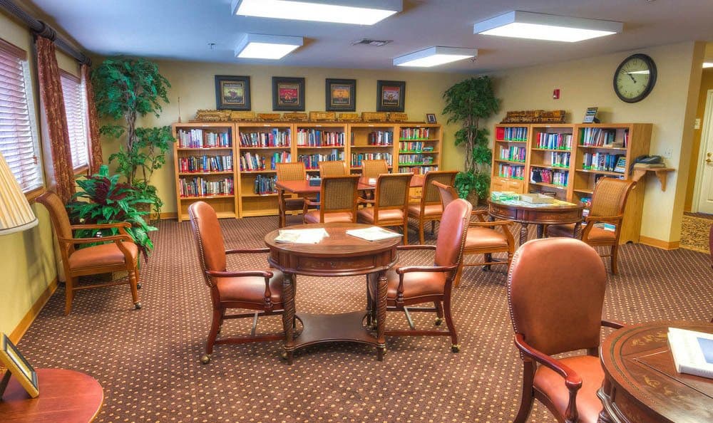 Bishop Place Senior Living library in Pullman, Washington