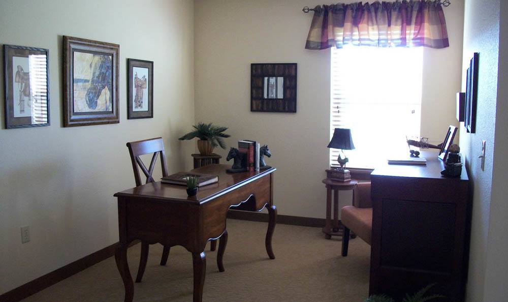 Office desk area at Flagstone Senior Living in The Dalles, Oregon.