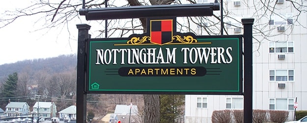 There are plenty of comfortable common areas at Nottingham Tower Apartments in Waterbury.
