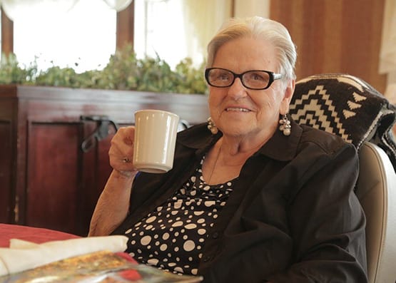 Resident enjoy a cup of coffee