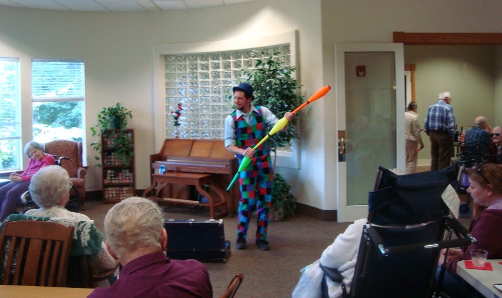 An entertainment act at Alder Bay Assisted Living in Eureka, California