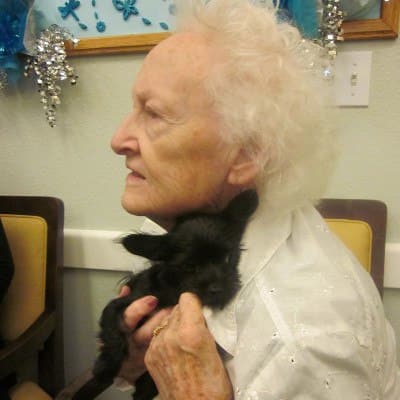 Pet therapy at Chateau Gardens Memory Care