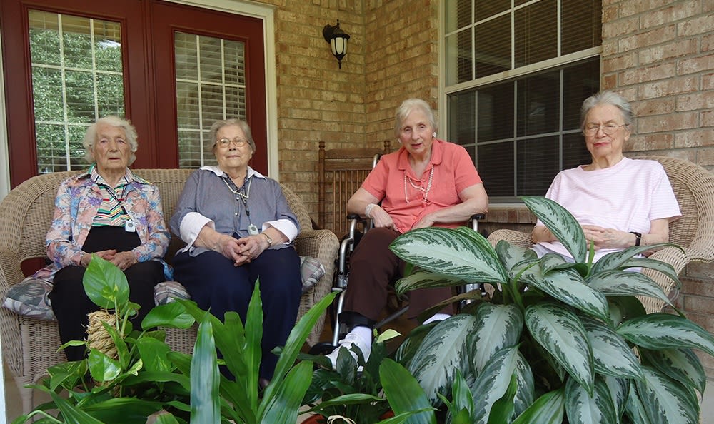 Residents enjoy the patio at Flower Mound Assisted Living