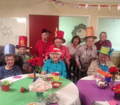 Mad Hatter Tea Party at Flower Mound Assisted Living.