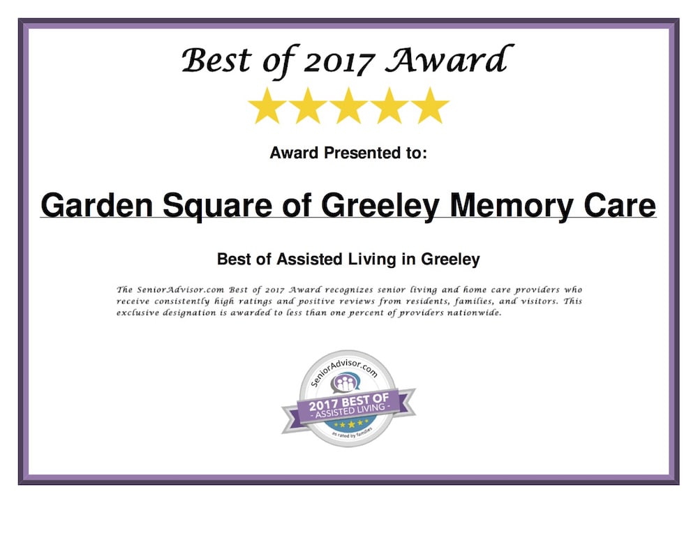 Garden Square of Greeley Assisted Living and Memory Care is award winning and deficiency-free!