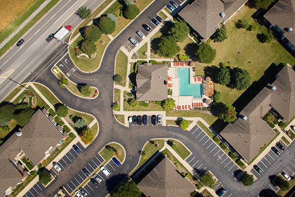 Bird's eye view of apartments in {[location_city}}