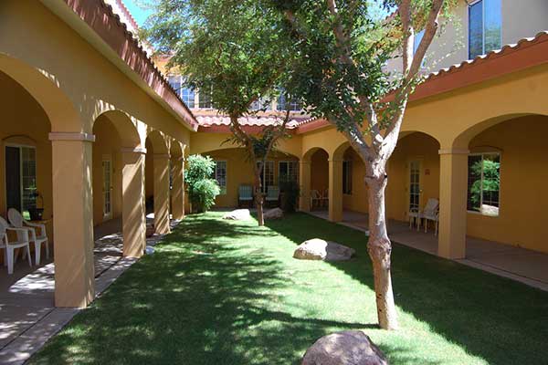 The courtyard at Pennington Gardens