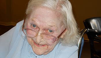 Elder woman at assisted living in Redmond.