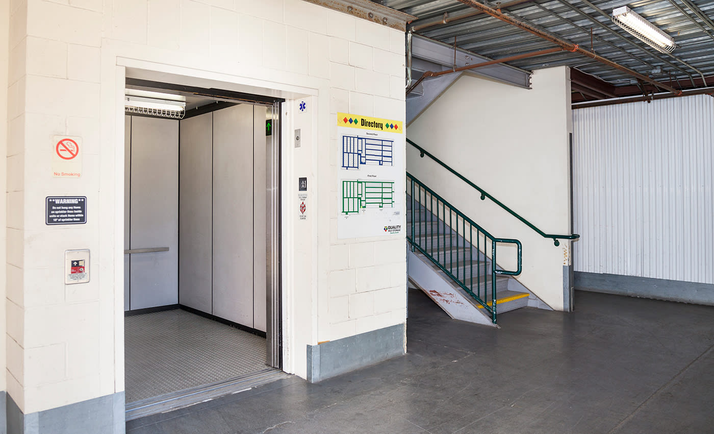 Elevator access at AAA Quality Self Storage in Tustin, California
