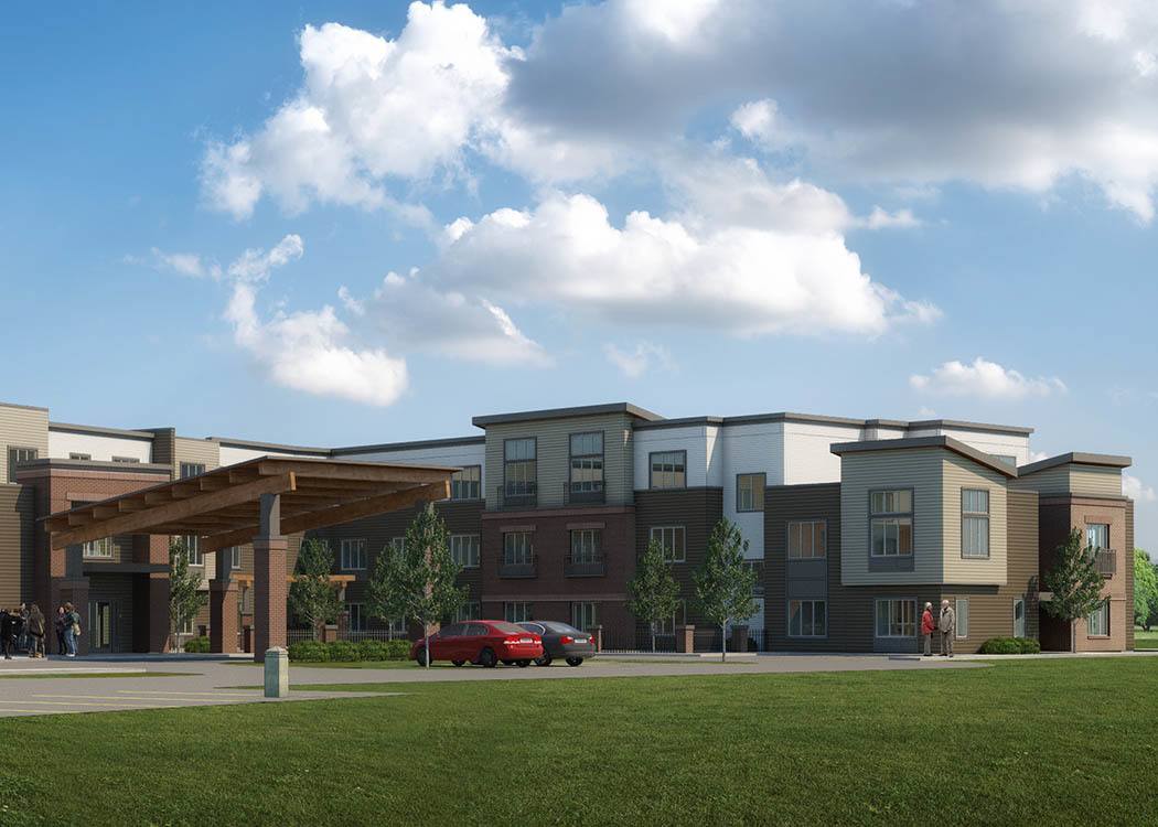 Rendering of our grounds and front entrance in Winnipeg