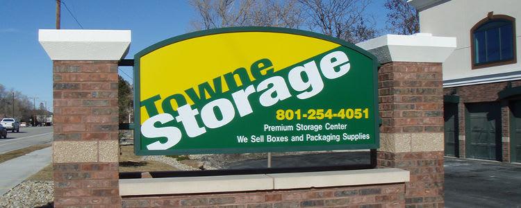 Main sign of Towne Storage in South Jordan, UT