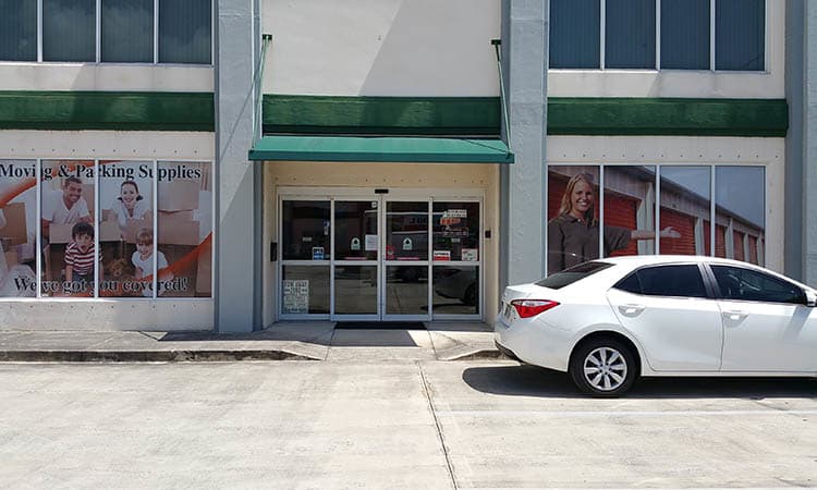 The front entrance and office at Storage Express in Hollywood, Florida