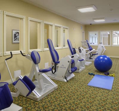 Fitness center at Waltonwood Lakeside in Sterling Heights, MI