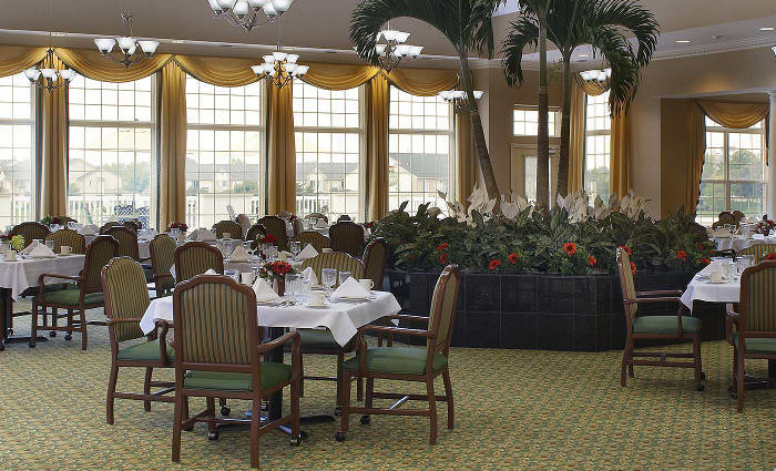 Fancy dining area at Waltonwood Lakeside