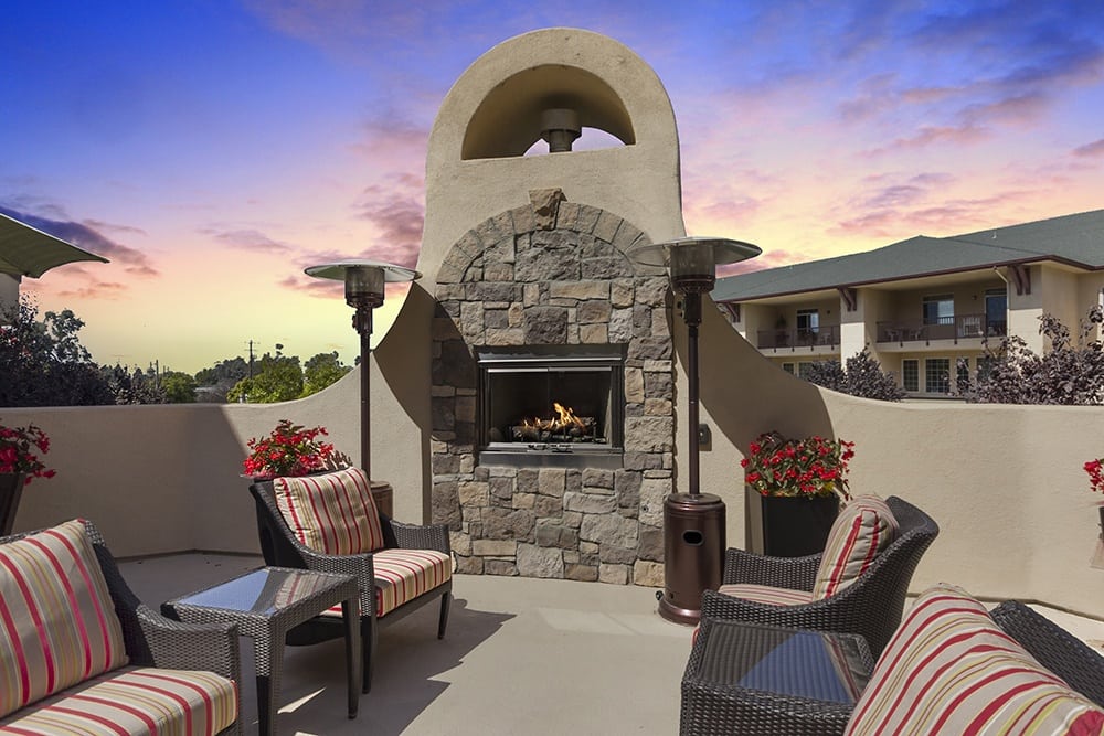 Fireplace at Merrill Gardens at Santa Maria in Santa Maria, California. 