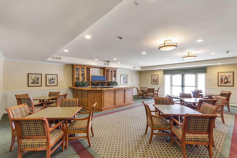 Dining area at Merrill Gardens at Santa Maria in Santa Maria, California. 