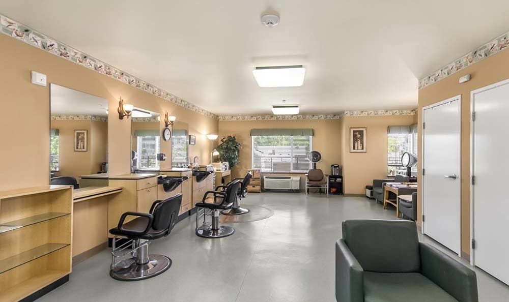 Salon at Merrill Gardens at Renton Centre in Renton, Washington. 