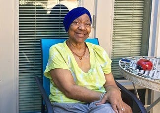 Happy resident at senior living in Seattle