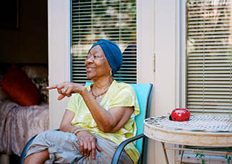 Happy resident at senior living in Bend