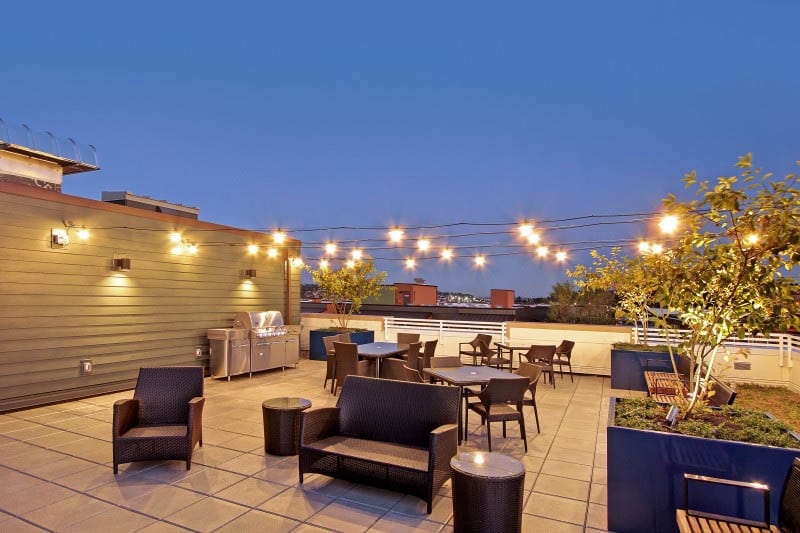 Rooftop lounge at Merrill Gardens at Ballard in Seattle, Washington. 