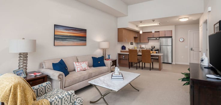 Spacious apartment at Merrill Gardens at Monterey in Monterey, California. 