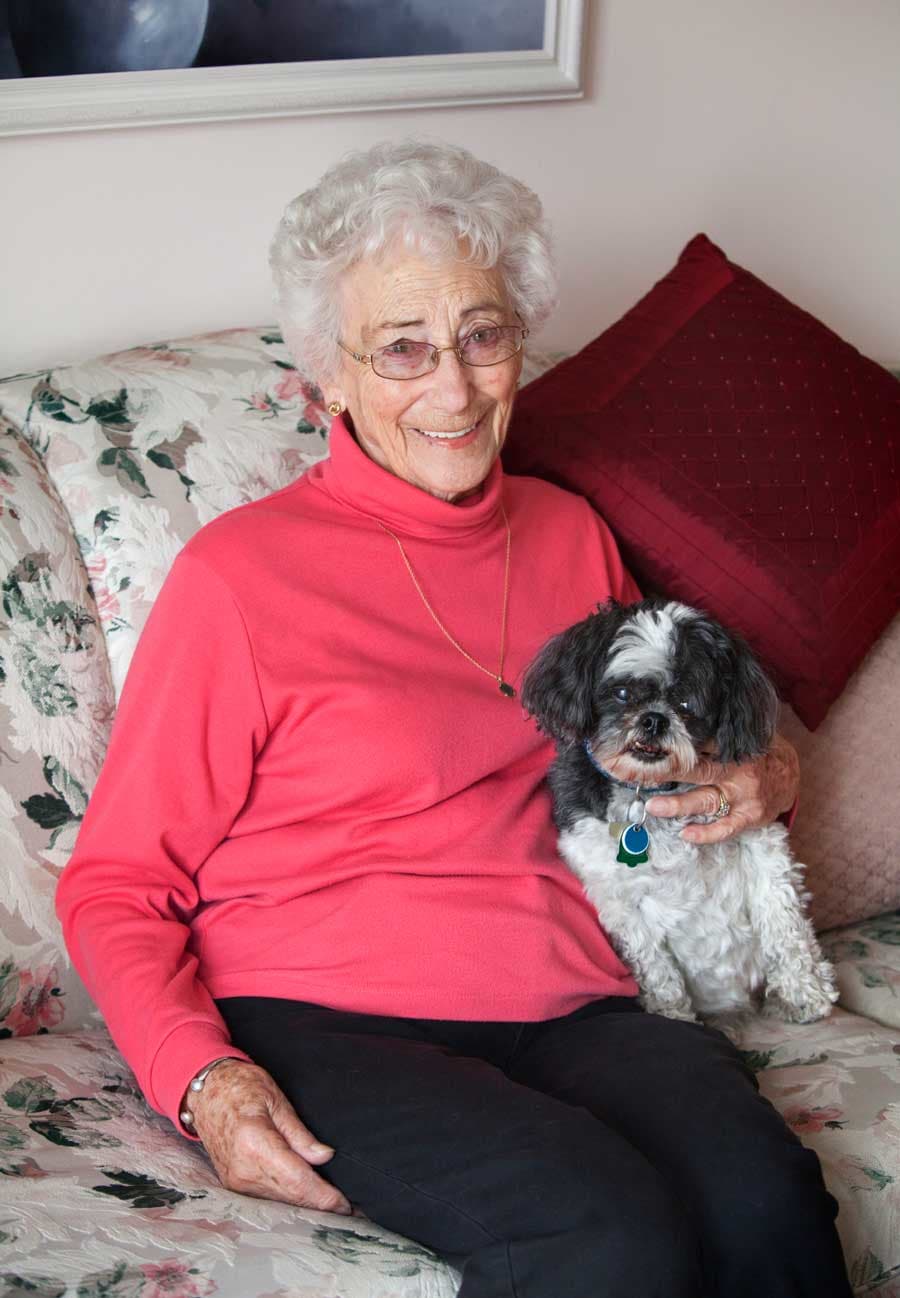 A woman and her dog at Parkview on Hollybrook
