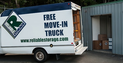 Moving truck at storage in Kingston