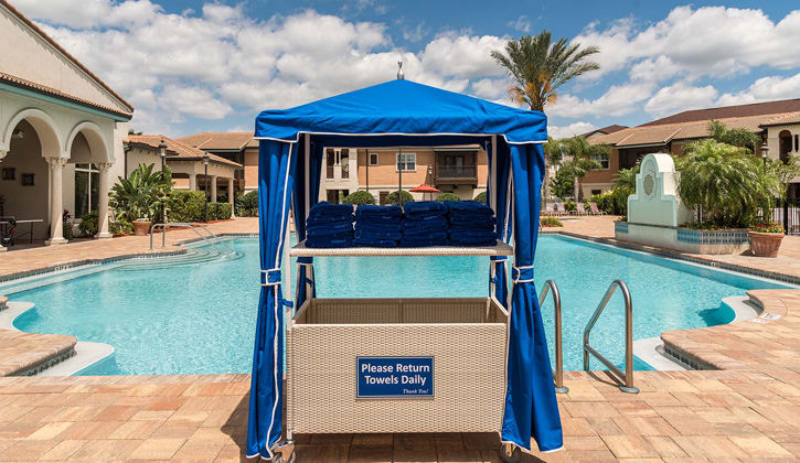 Poolside towel service at Hacienda Club