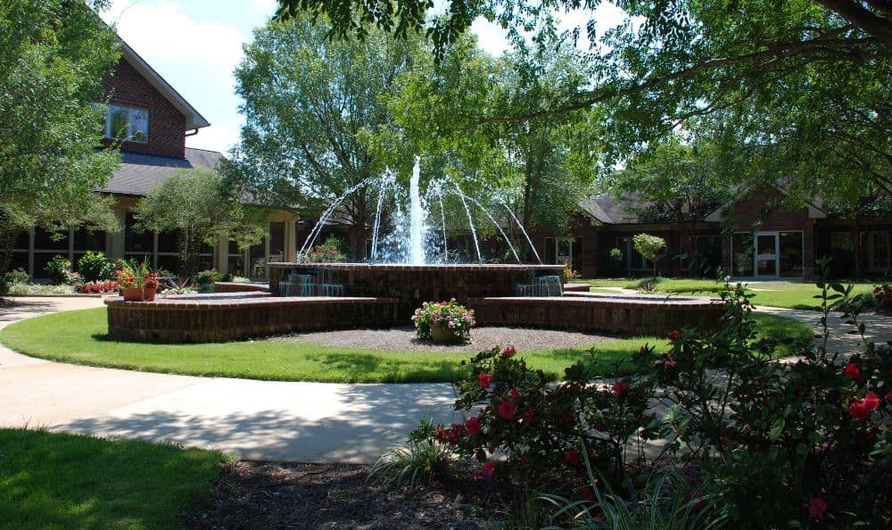 beautiful fountain at The Foothills Retirement Community in Easley, SC