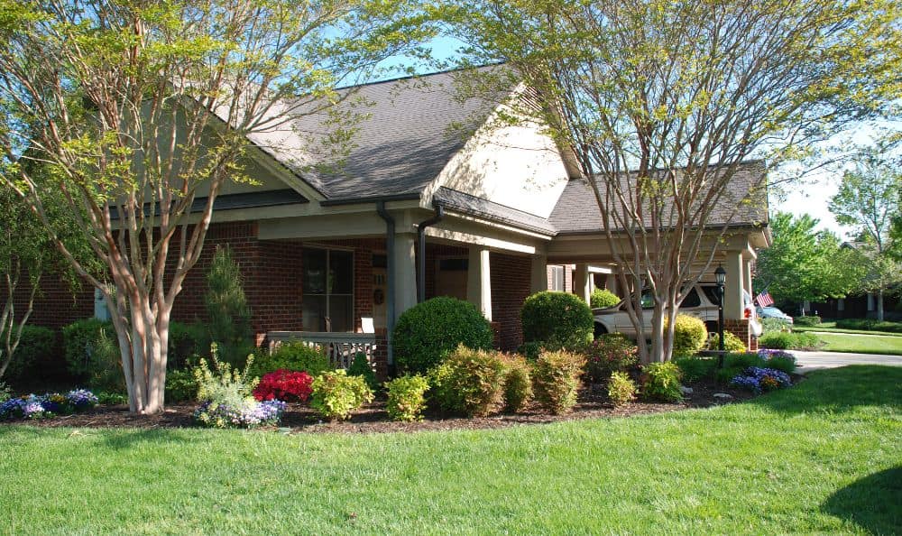 homes side garden patio at The Foothills Retirement Community in Easley, SC