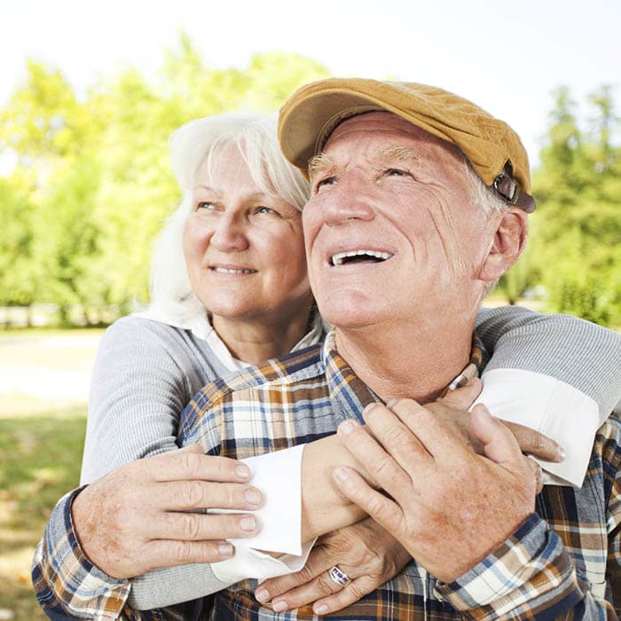 Couple embraces at a Presbyterian Communities of South Carolina community