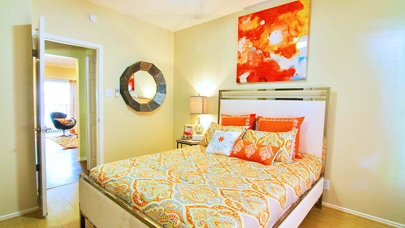Master bedroom at The Azul Apartments