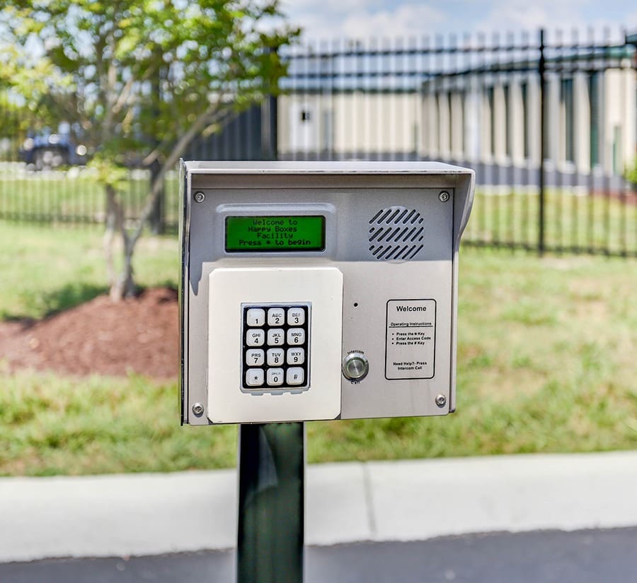 Access keypad at Happy Boxes Self Storage in Portsmouth, Virginia