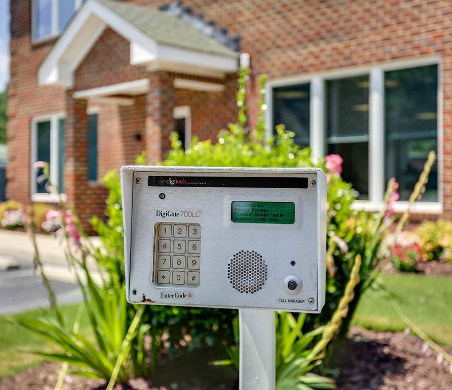 Access keypad at Happy Boxes Self Storage in Chesapeake, Virginia