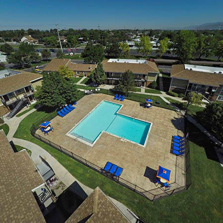 Aerial view of the sport court at Callaway Apartments in Taylorsville