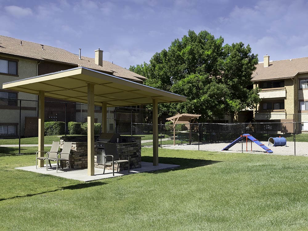 Bbq area and park at Shadowbrook Apartments