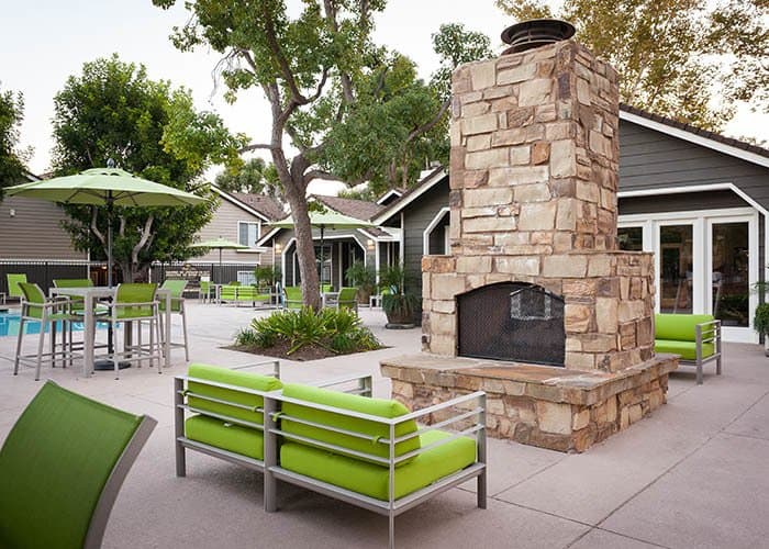 Outdoor fireplace at Village Oaks