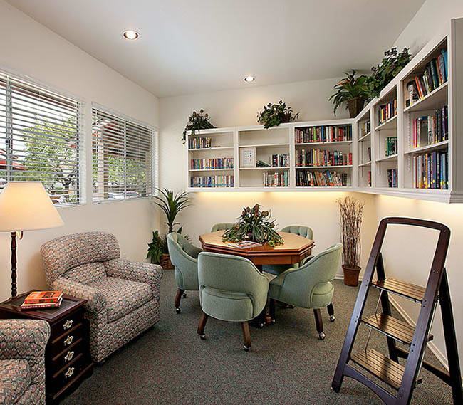Get lost in a good book in our reading room at Shepard Place Apartments in Carpinteria