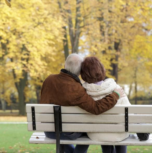 Happy couple living at Pacifica Senior Living Victoria Court