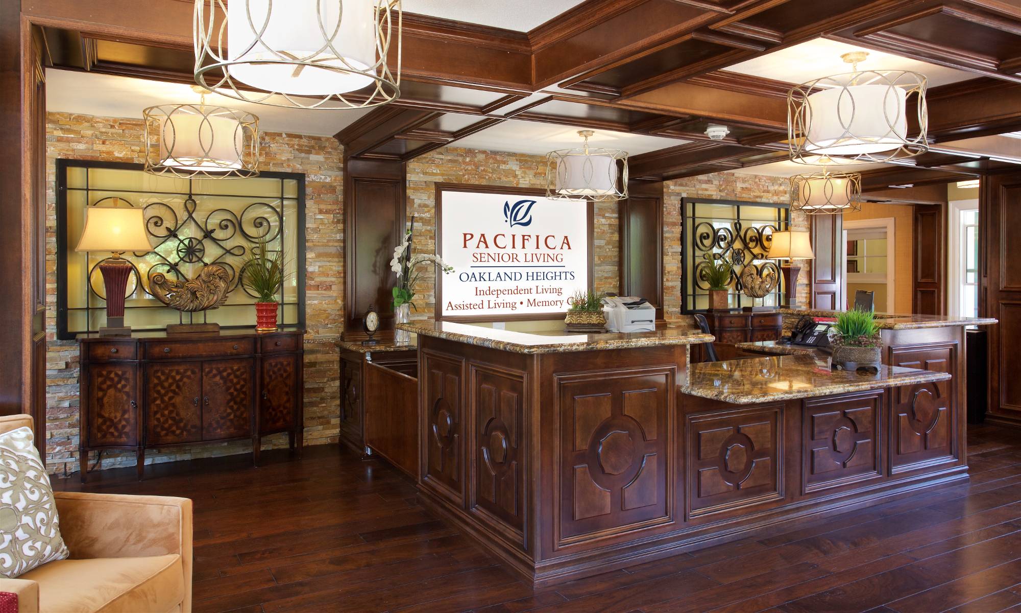 Pacifica Senior Living Oakland Heights front desk