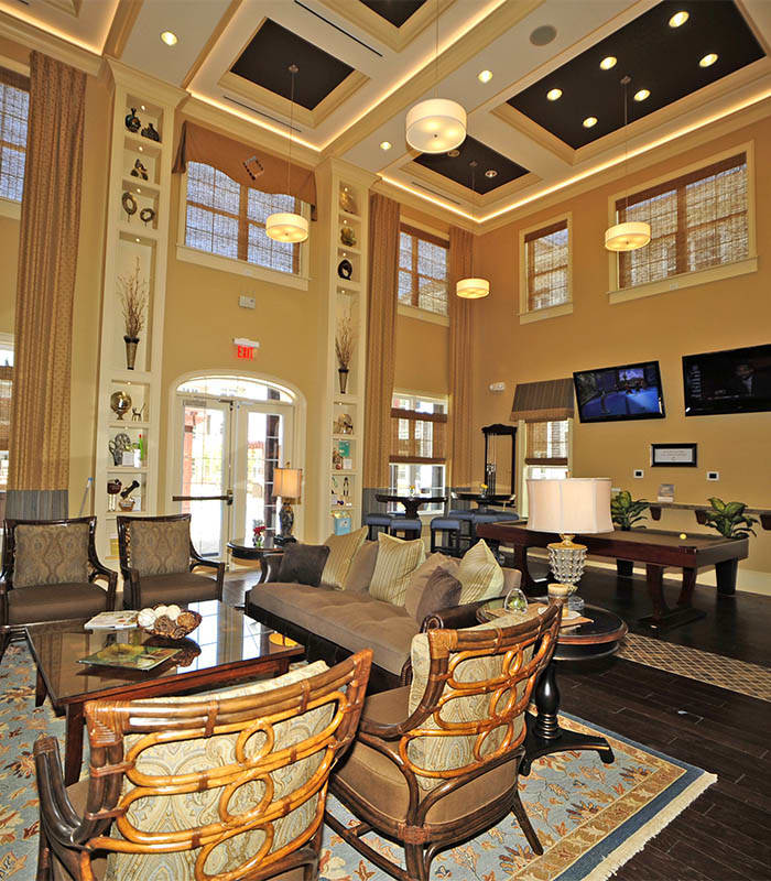 Communal lounge area at Cambria at Cornerstone in Virginia Beach