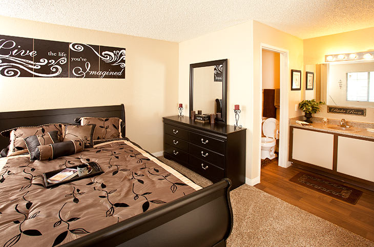 Bed view at Sunrise Springs Apartments in Las Vegas, Nevada