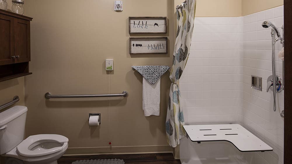 Easy and safe restrooms at The Oxford Grand Assisted Living & Memory Care in McKinney, Texas