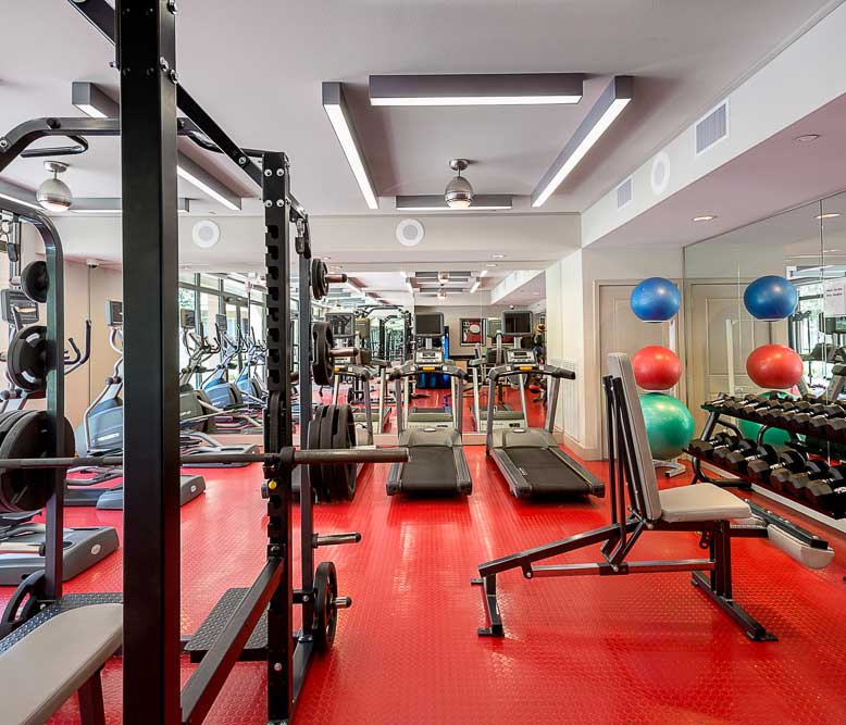 On-site, fully equipped fitness center at Addison Keller Springs in Addison
