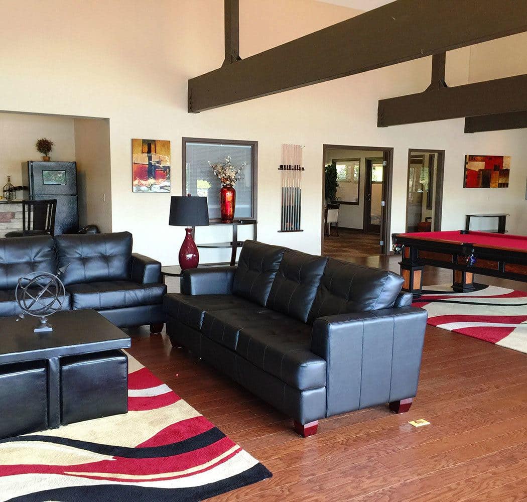 View of the clubhouse at Surprise Lake Village in Milton, Washington