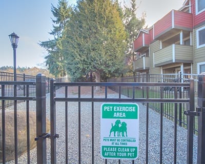On-site bark park at Chestnut Hills Apartments in Puyallup