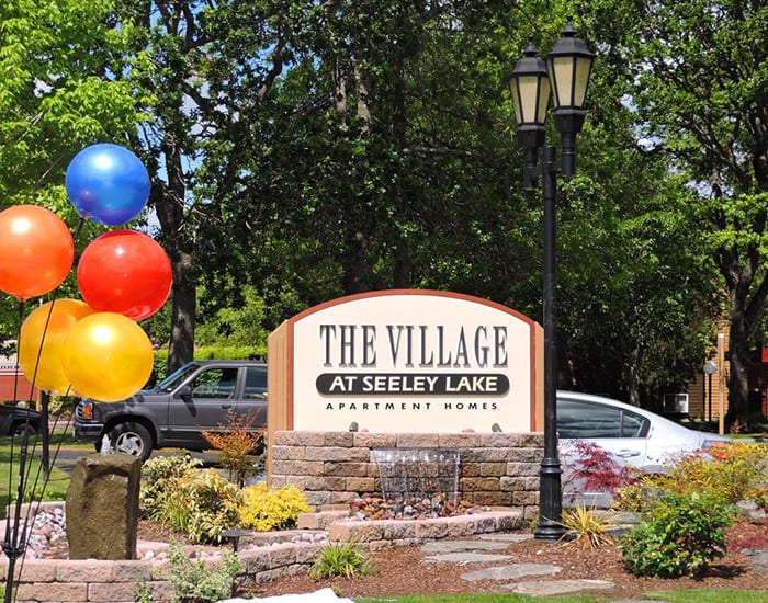 Our community's sign at Village at Seeley Lake